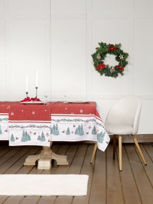 Nima Home Τραπεζομάντηλο 140x180 - North Pole Κόκκινο, Πράσινο