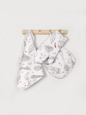 Nima Home Πετσέτα Κουζίνας 40x60 - Supper Γκρι, Κόκκινο