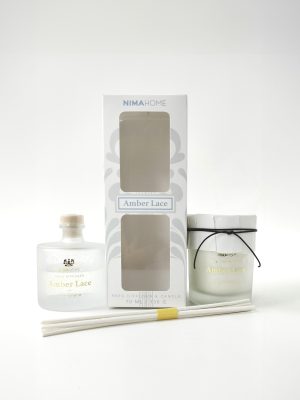 Nima Home Σετ Αρωματικό Χώρου με Στικ 70ml & Αρωματικό Κερί 130gr - Amber Lace