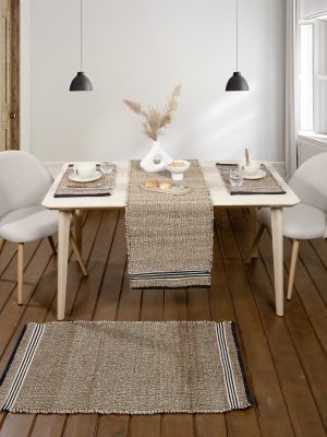 Nima Home Χαλάκι 60x130 - Ray Μπεζ, Mαύρο