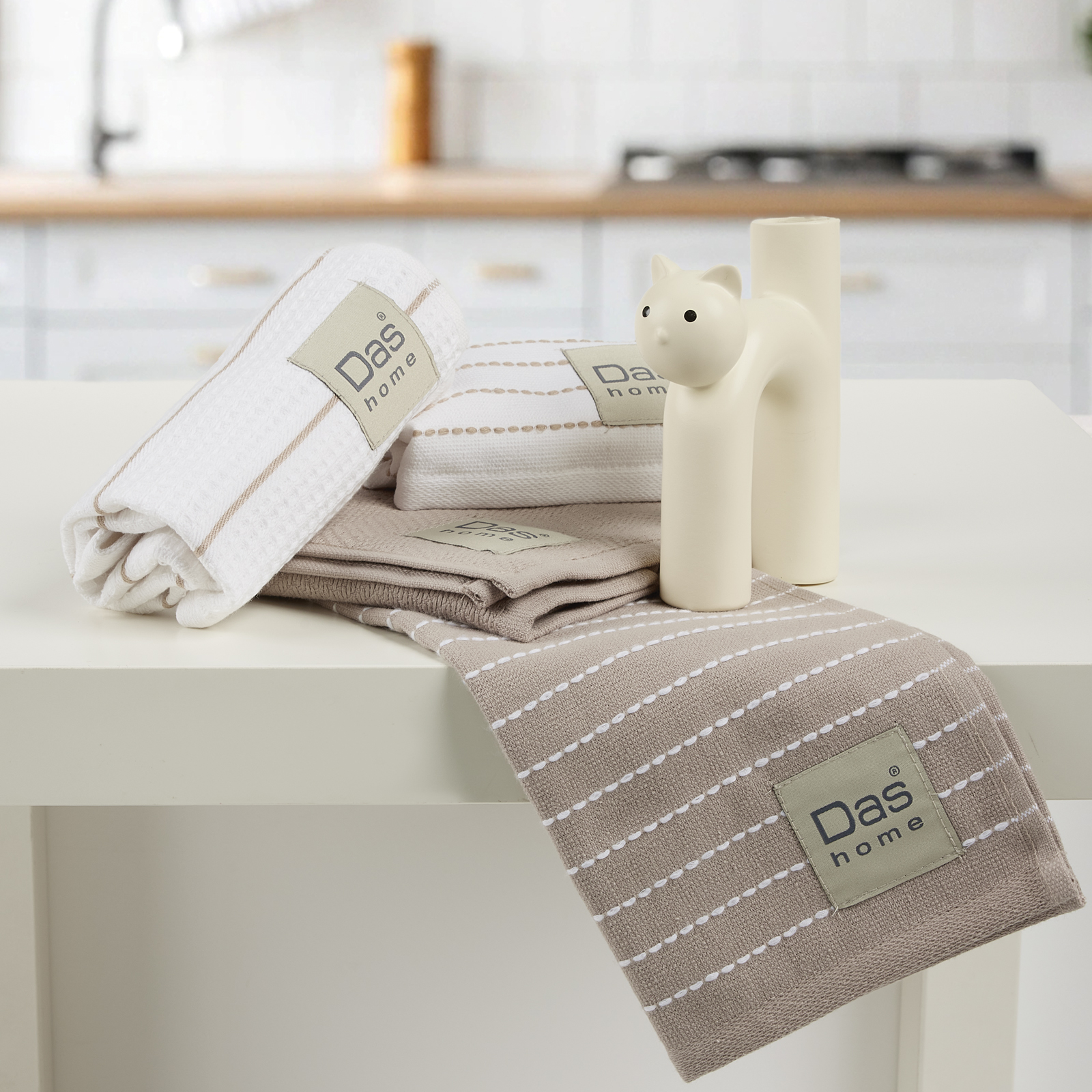 Das Home Σετ Ποτηροπανα 2Τμχ 30Χ50 0830 Taupe - White Taupe - White - Image 3
