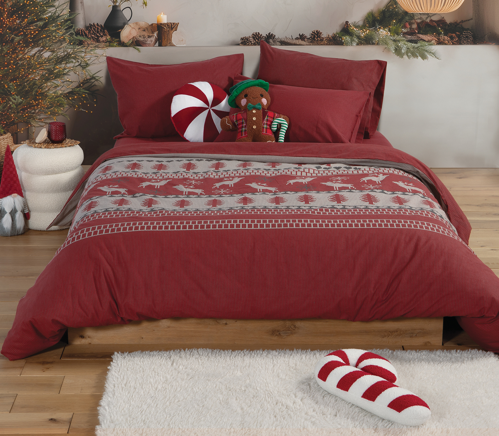 Nef-Nef Homeware ΣΕΝΤΟΝΙ ΒΑΜΒ.TINSEL ΣΕΤ Υ/ΠΛΟ BORDO