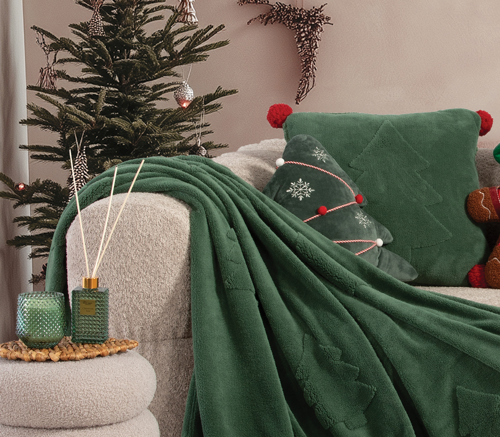 Nef-Nef Homeware Μαξιλάρι Διακοσμητικό Sherpa Trees Of Joy 45x45 GREEN - Image 2