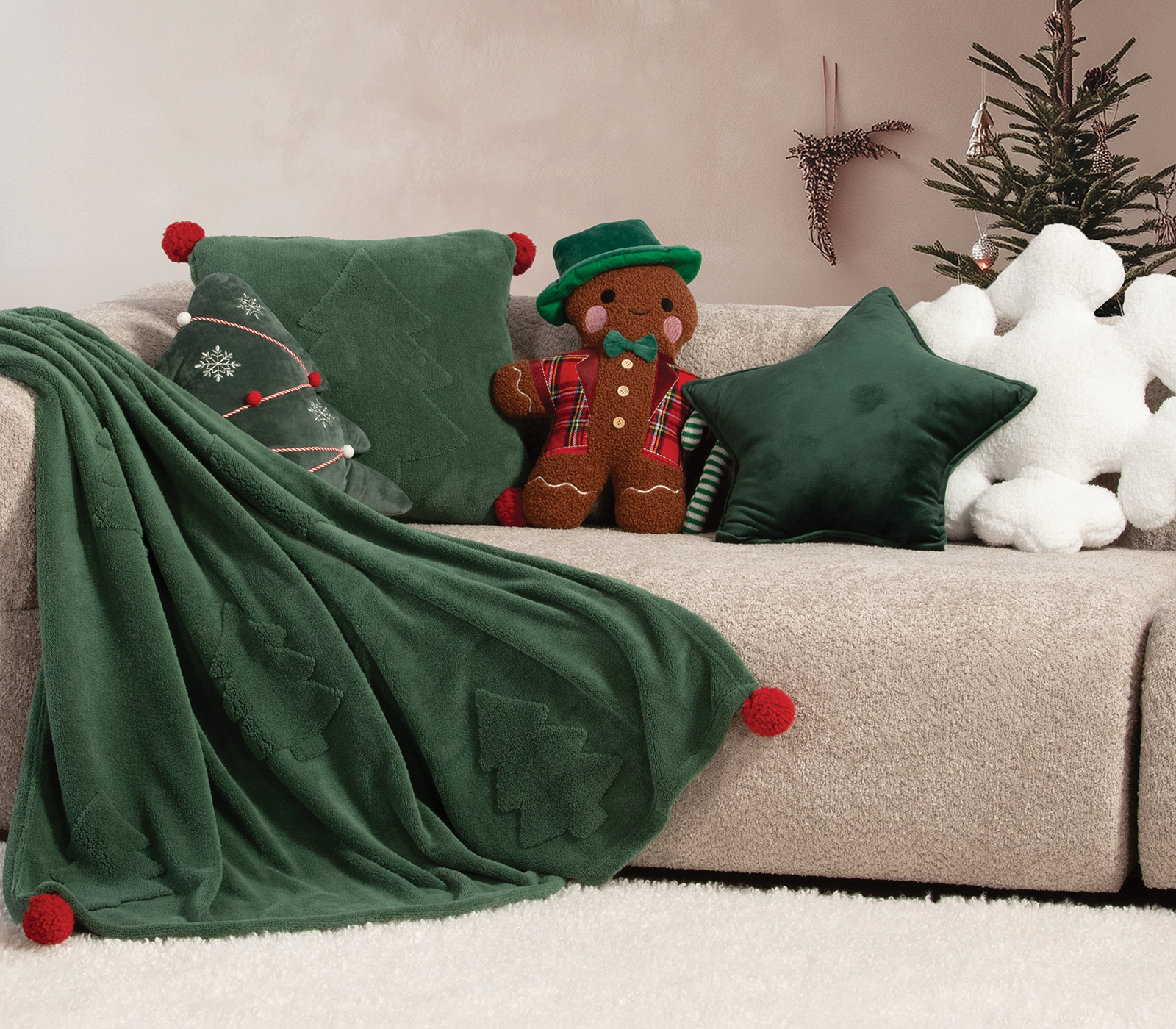 Nef-Nef Homeware Μαξιλάρι Διακοσμητικό Sherpa Trees Of Joy 45x45 GREEN - Image 3