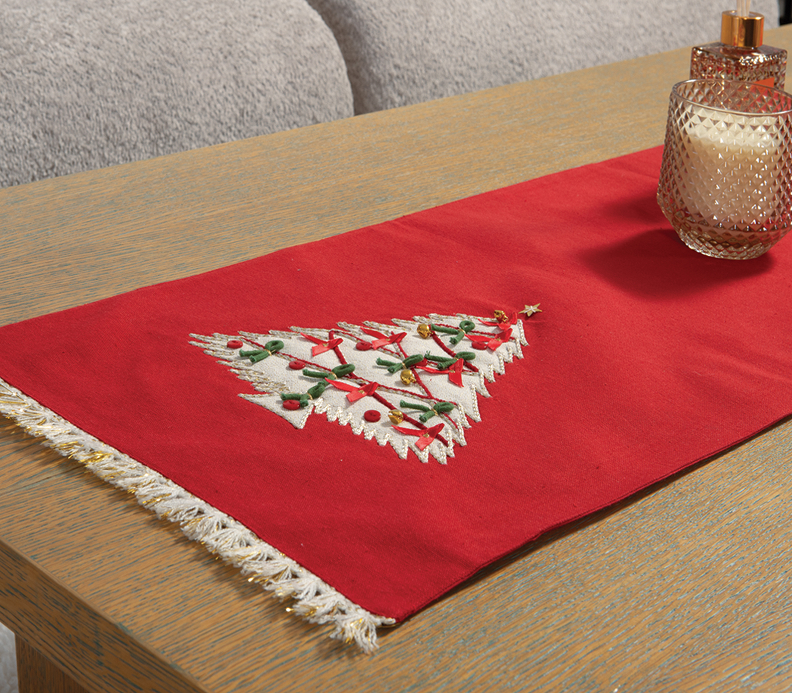 Nef-Nef Homeware Runner Christmas Deco 33x150 RED - Image 2