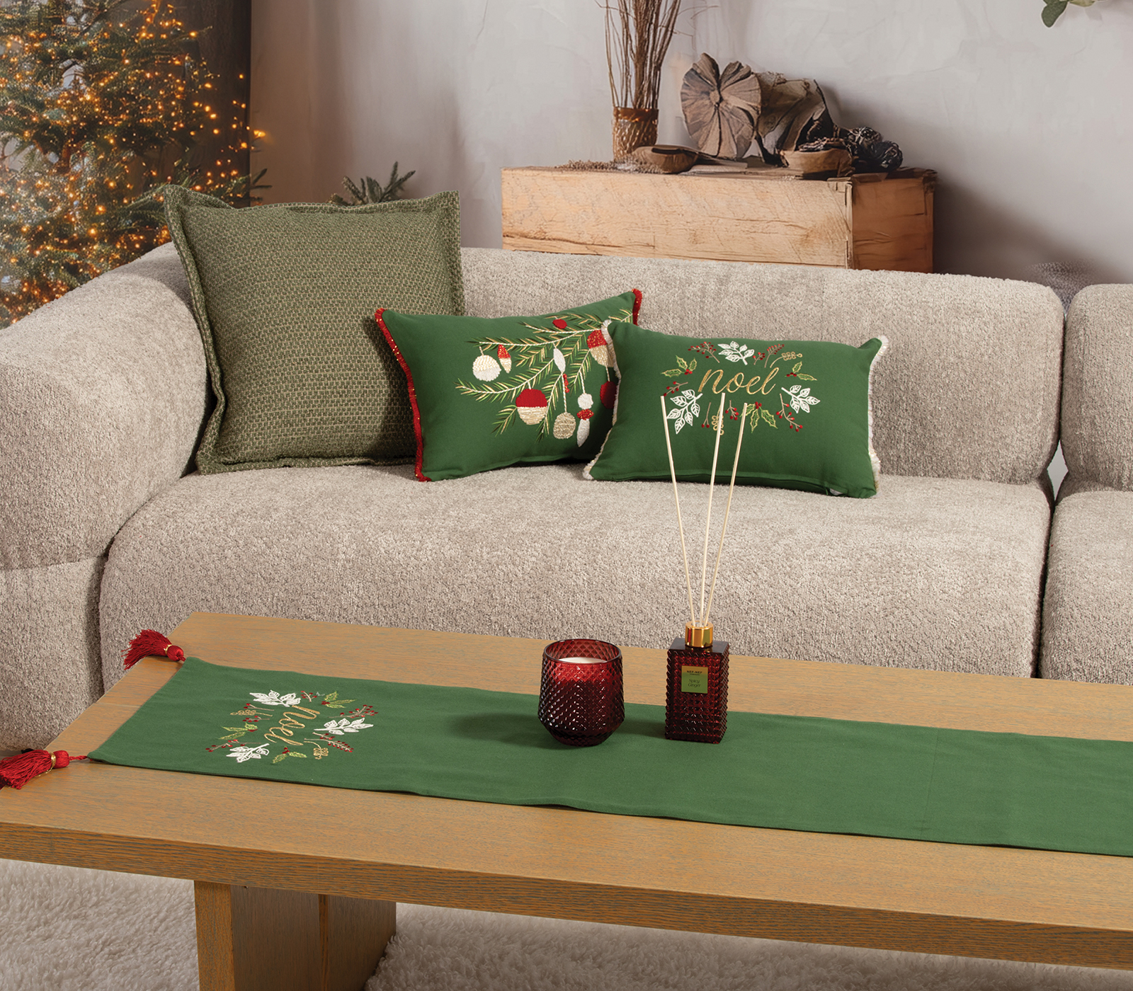 Nef-Nef Homeware Runner Noel Verde 33x150 GREEN