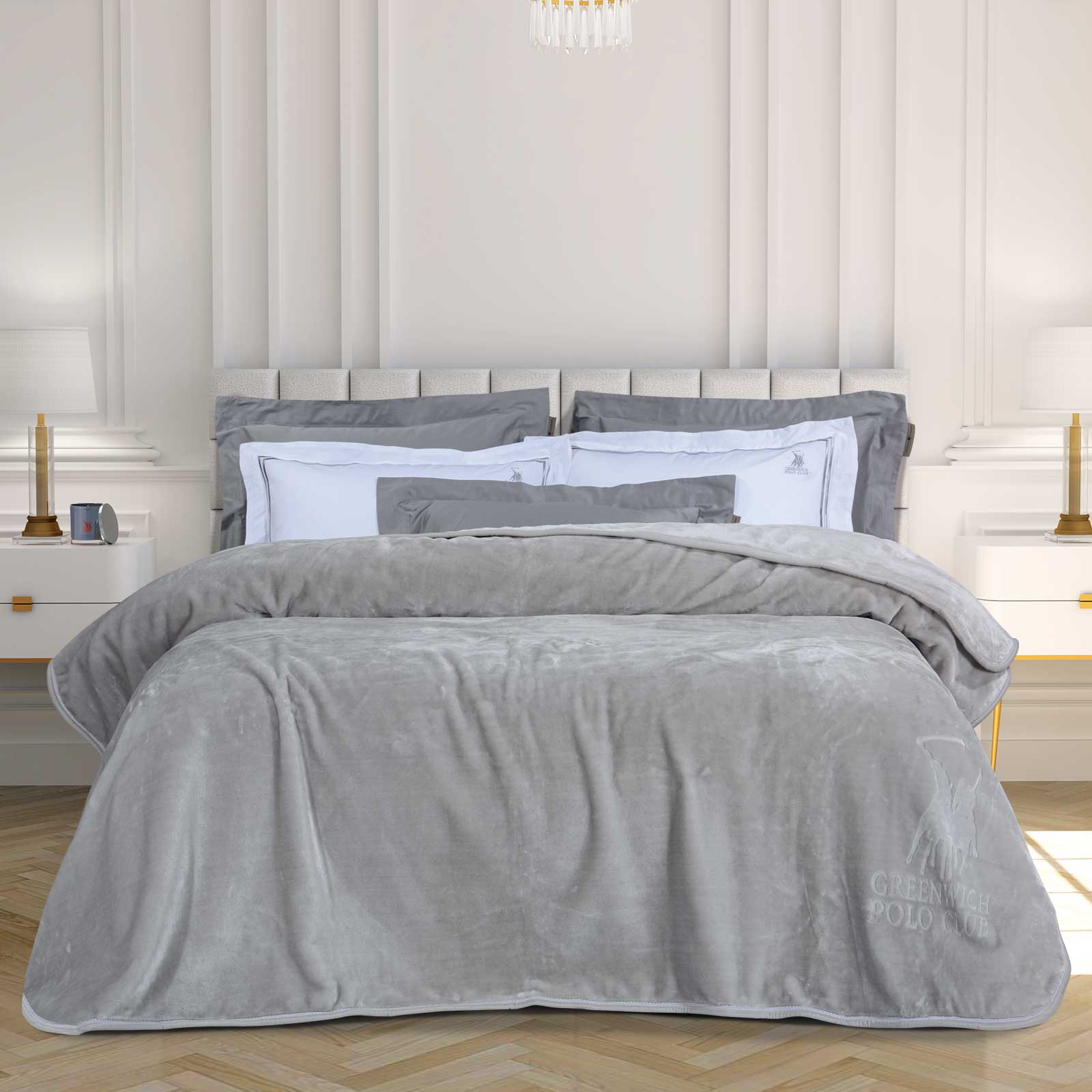 Greenwich Polo Club Κουβερτα Velour Μονη Essential 3442 Light Grey