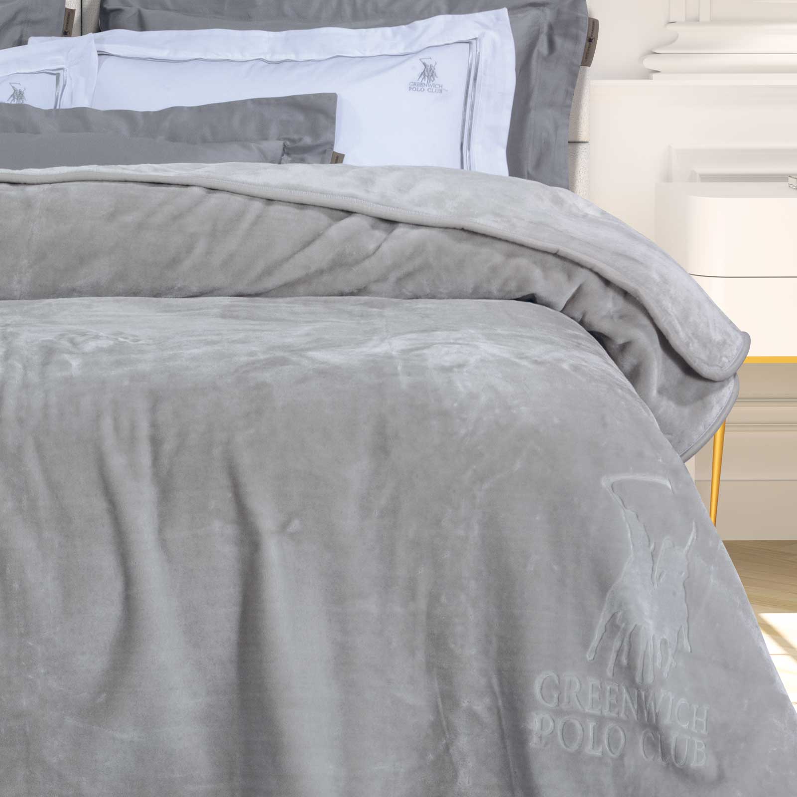 Greenwich Polo Club Κουβερτα Velour Μονη Essential 3442 Light Grey - Image 2