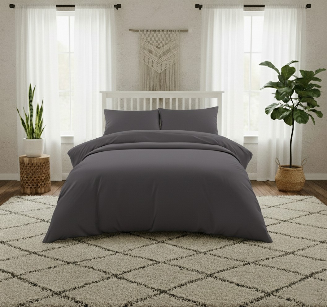 Melinen Home Σεντονι Υπερδιπλο (Λ) 160Χ200 Lavish Satin Dark Grey 160Χ200+35cm