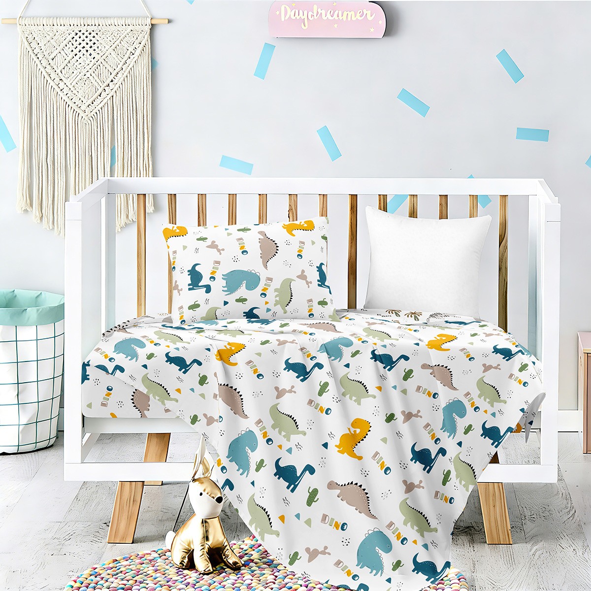 Melinen Home Σετ Σεντονια Κουνιας Dino Prime Line Baby (120X170) 120Χ170