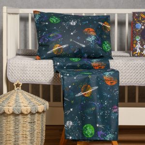 Melinen Home Σετ Σεντονια Κουνιας (Λ) Interstellar Blue Baby Line (70Χ140+17) 70Χ140+17cm