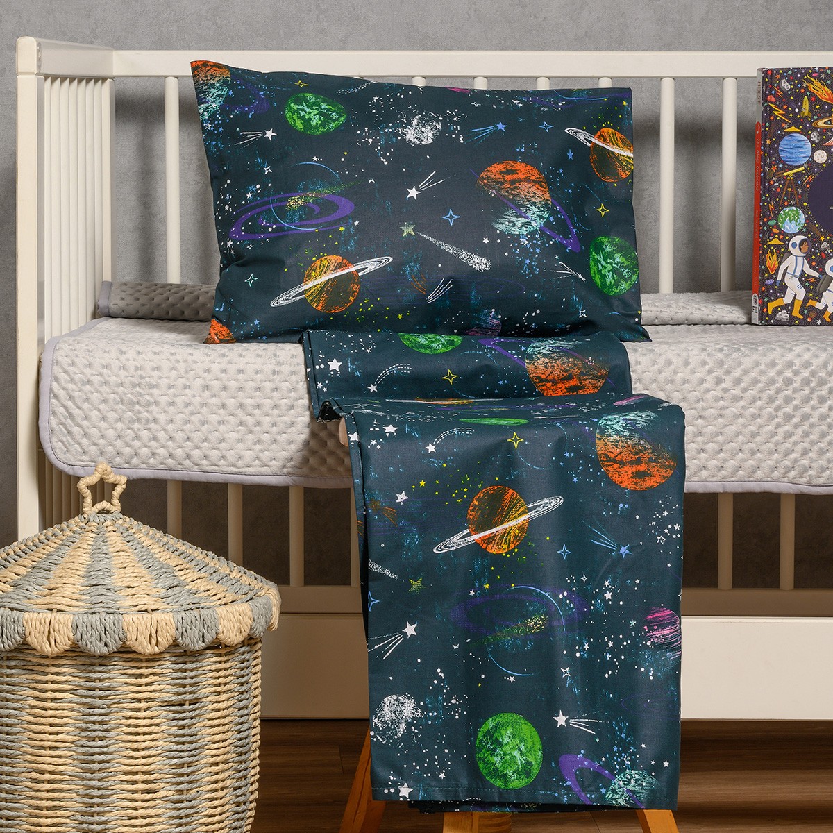 Melinen Home Σετ Σεντονια Κουνιας Interstellar Blue Baby Line (120X170) 120Χ170
