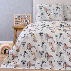 Melinen Home Σετ Παπλωματοθηκη (2 Τεμ.) Μονη Doggy Kids Line (165X245) 50X70