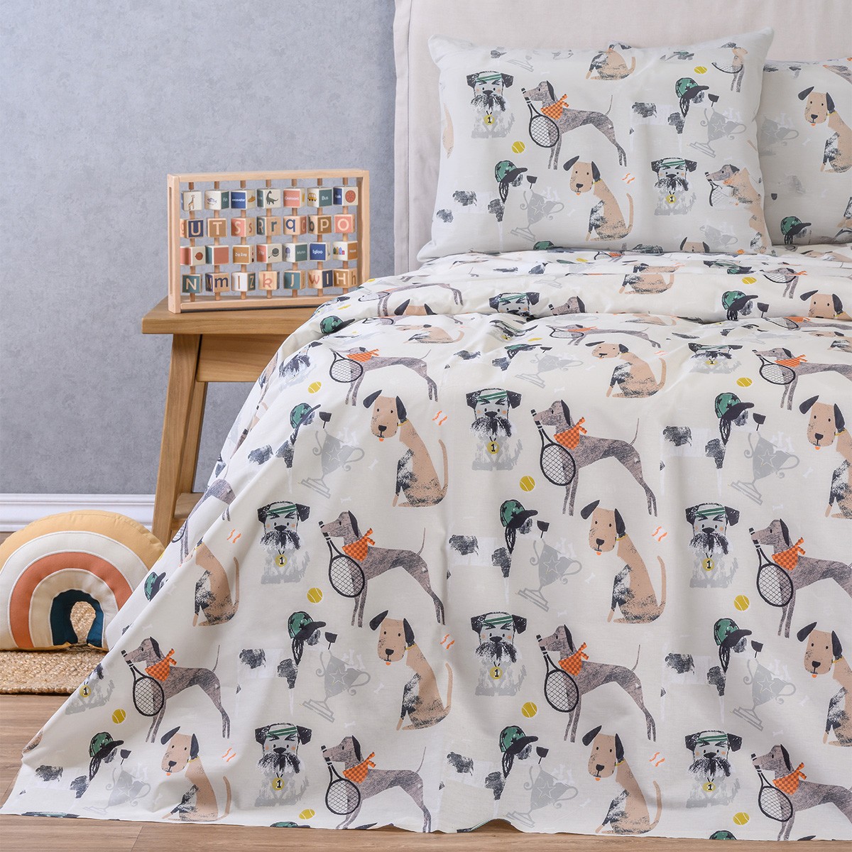 Melinen Home Σετ Παπλωματοθηκη (2 Τεμ.) Μονη Doggy Kids Line (165X245) 50X70