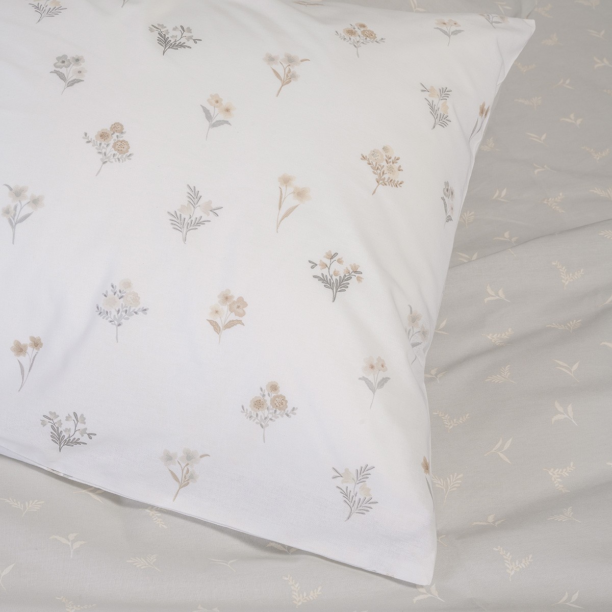 Melinen Home Σετ Μαξιλαροθηκες (Π) Spring Light Grey Ultra Line (50X70) 50Χ70
