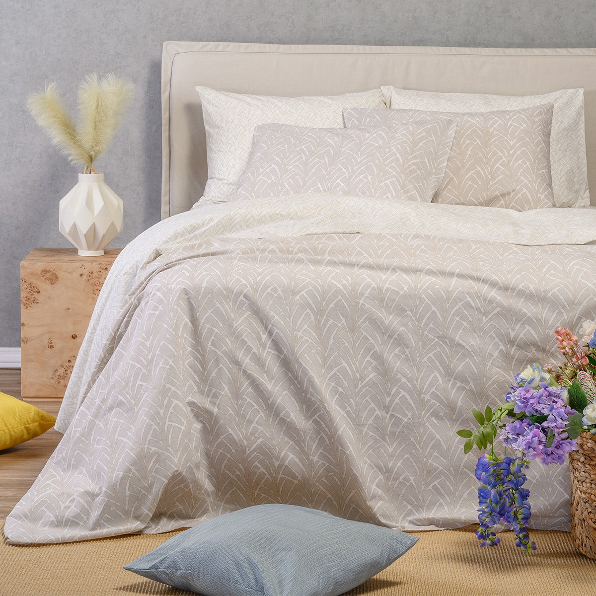 Melinen Home Σετ Σεντονια Υπερδιπλα (Λ) Coral Light Grey Ultra Line (160Χ200+32) 235Χ270