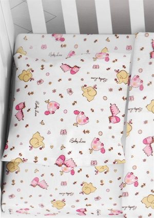 DIMcol Μαξιλαροθήκη Εμπριμέ bebe Elephant 072 35X45 White-Pink 100% Cotton Flannel
