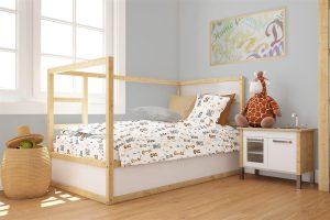 DIMcol Παπλωματοθήκη Εμπριμέ bebe Savanna 36 120X160 White-Grey 100% Cotton Flannel