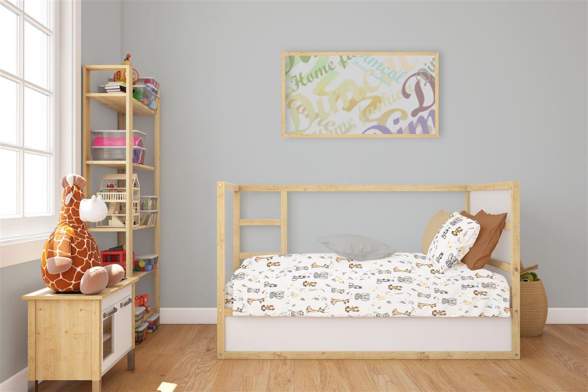 DIMcol Σεντόνια Εμπριμέ Σετ 3 τεμ bebe Savanna 36 120X160 White-Grey 100% Cotton Flannel