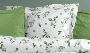 DIMcol Μαξιλαροθήκη Εμπριμέ Μυρτώ 351 50X70 Green 100% Cotton Flannel