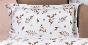 DIMcol Μαξιλαροθήκη Εμπριμέ Μυρτώ 352 50X70 Beige 100% Cotton Flannel