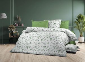 DIMcol Παπλωματοθήκη Εμπριμέ Μυρτώ 351 160X240 Green 100% Cotton Flannel