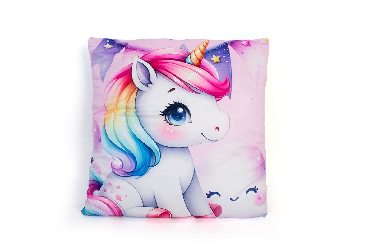 DIMcol Βελούδινο Μαξιλάρι Unicorn 10 38X38 Pink 100% Velboa - Image 2