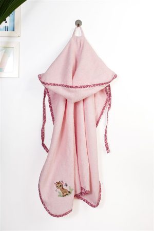 DIMcol Κάπα Με Κέντημα bebe Giraffe 171 75X85 Pink 100% Cotton