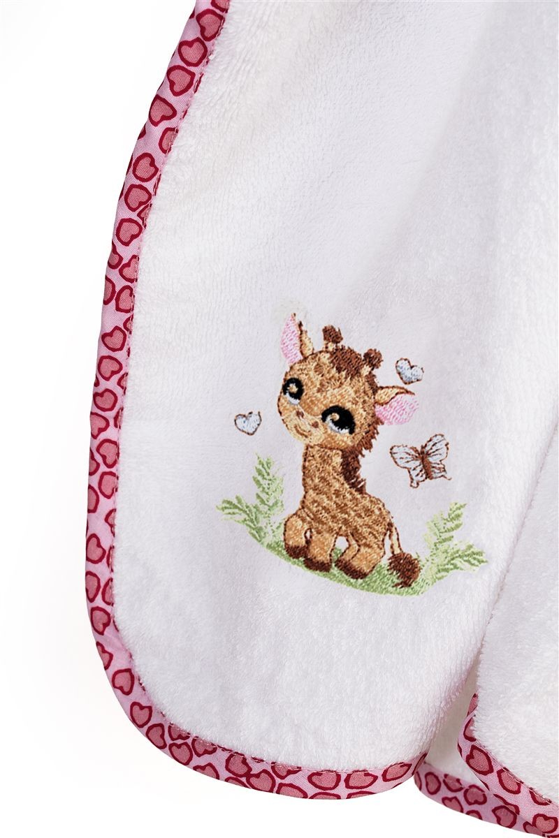 DIMcol Κάπα Με Κέντημα bebe Giraffe 172 75X85 White-Pink 100% Cotton - Image 2
