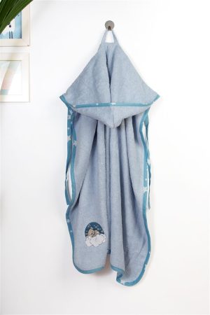 DIMcol Κάπα Με Κέντημα bebe Cloudy Bear 175 75X85 Sky Blue 100% Cotton