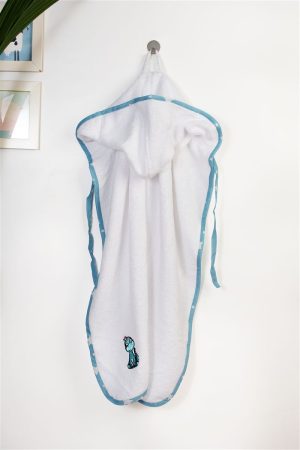 DIMcol Κάπα Με Κέντημα bebe Dinosaur 180 75X85 White-Sky Blue 100% Cotton