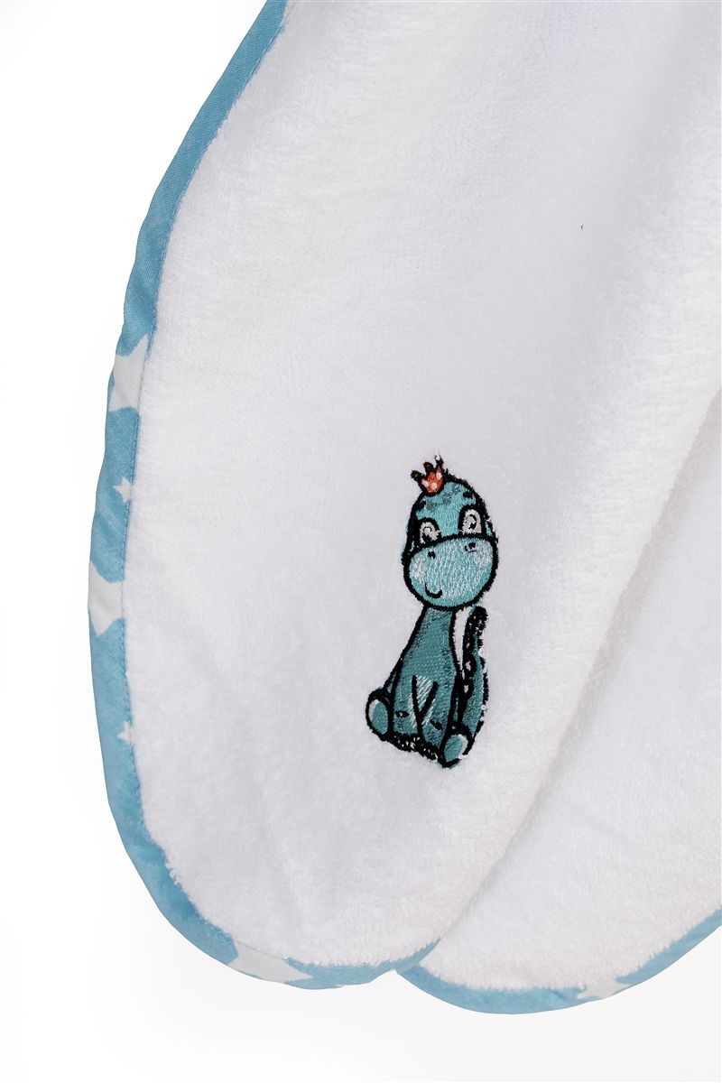 DIMcol Κάπα Με Κέντημα bebe Dinosaur 180 75X85 White-Sky Blue 100% Cotton - Image 2
