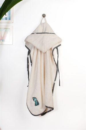 DIMcol Κάπα Με Κέντημα bebe Dinosaur 181 75X85 Ecru-Grey 100% Cotton
