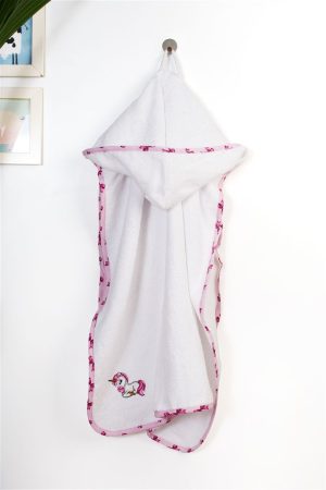 DIMcol Κάπα Με Κέντημα bebe Unicorn 188 75X85 White-Pink 100% Cotton