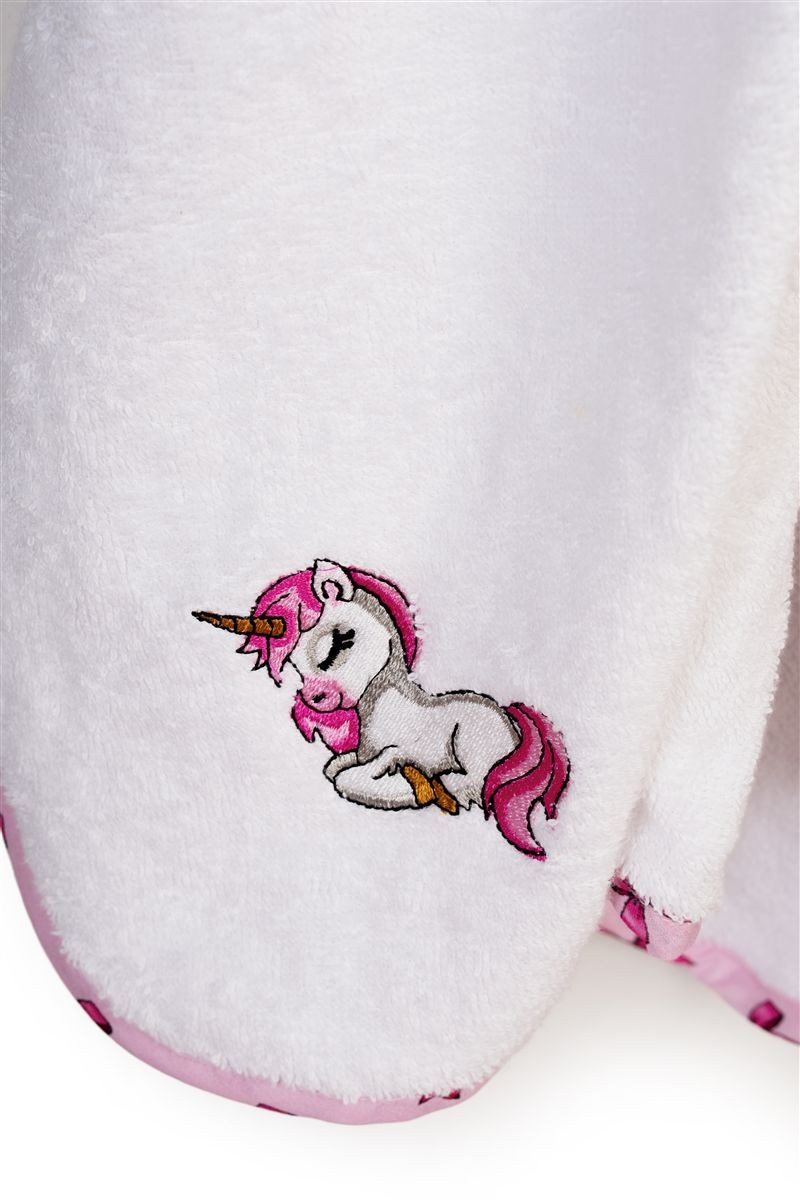 DIMcol Κάπα Με Κέντημα bebe Unicorn 188 75X85 White-Pink 100% Cotton - Image 2