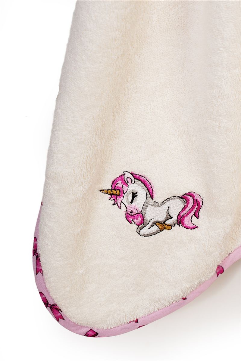 DIMcol Κάπα Με Κέντημα bebe Unicorn 189 75X85 Ecru-Pink 100% Cotton - Image 2