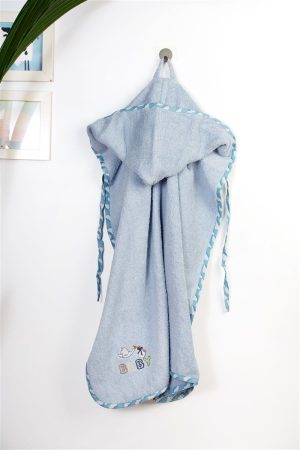 DIMcol Κάπα Με Κέντημα bebe Stork 191 75X85 Sky Blue 100% Cotton