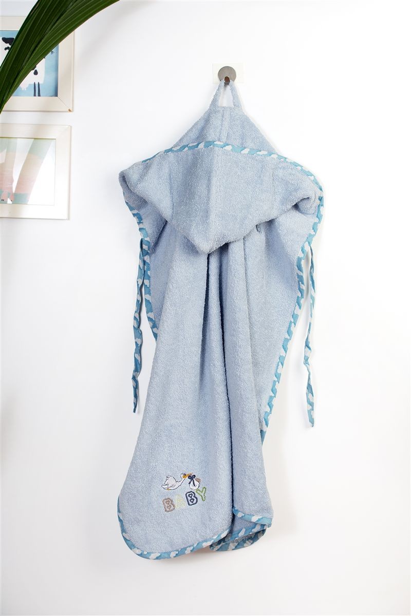 DIMcol Κάπα Με Κέντημα bebe Stork 191 75X85 Sky Blue 100% Cotton