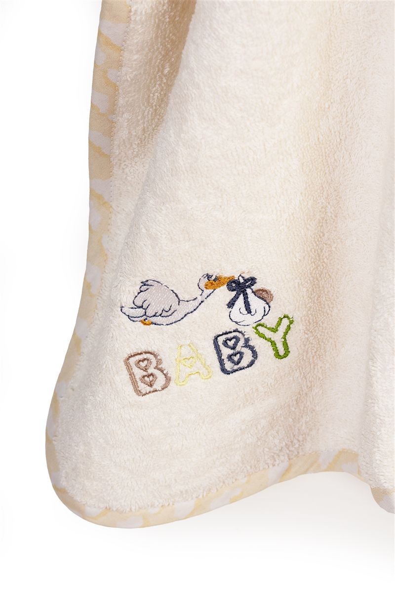 DIMcol Κάπα Με Κέντημα bebe Stork 194 75X85 Ecru-Yellow 100% Cotton - Image 2
