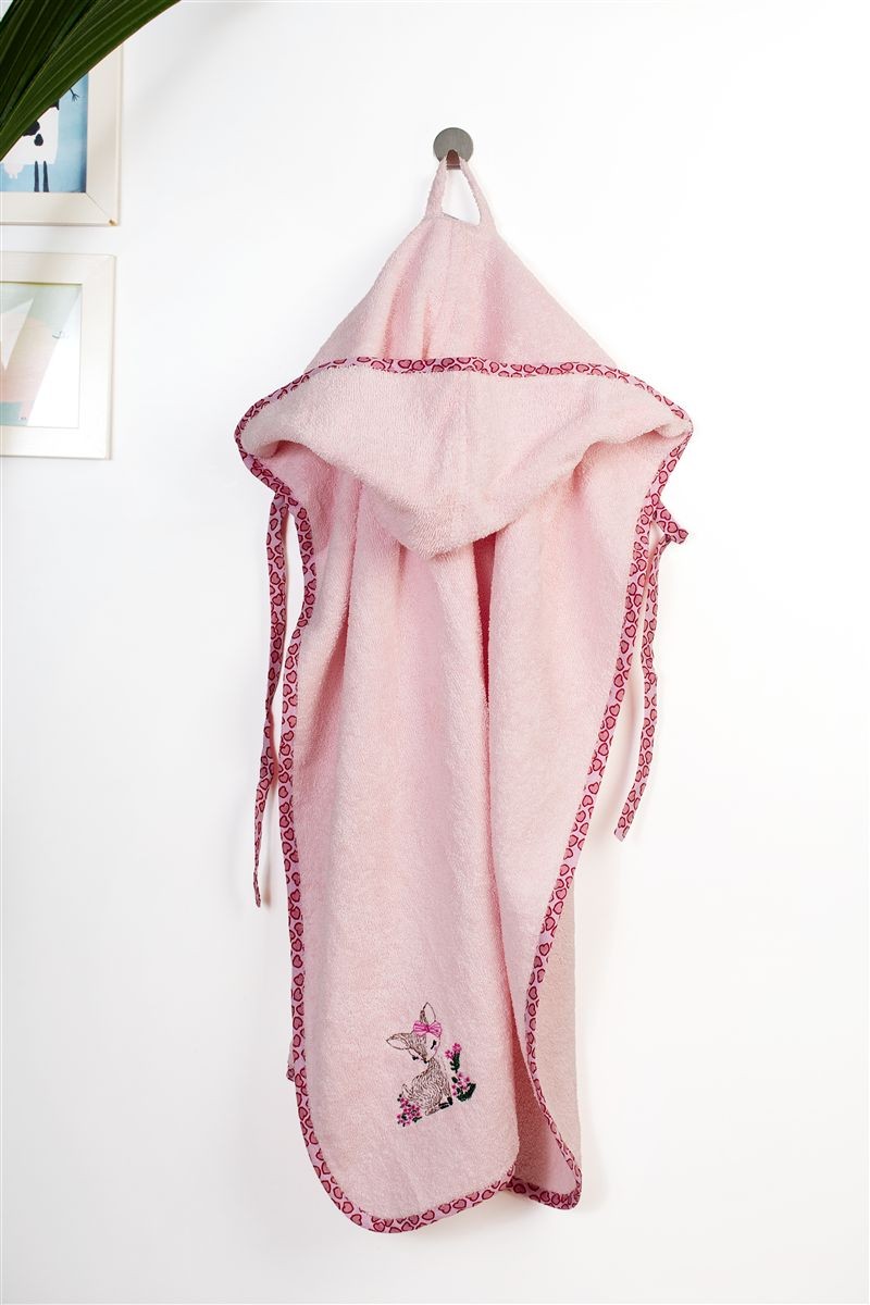 DIMcol Κάπα Με Κέντημα bebe Deer 196 75X85 Pink 100% Cotton