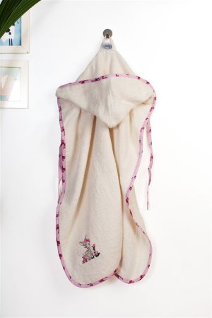 DIMcol Κάπα Με Κέντημα bebe Deer 198 75X85 Ecru-Pink 100% Cotton