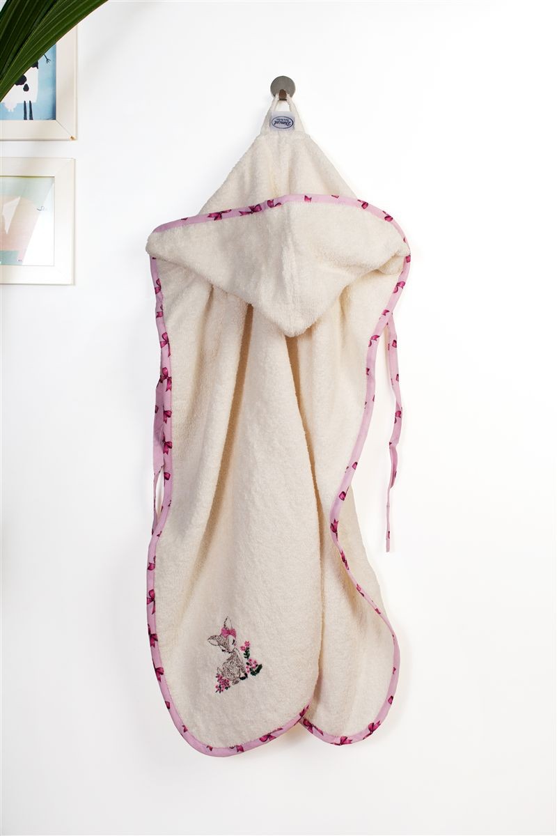DIMcol Κάπα Με Κέντημα bebe Deer 198 75X85 Ecru-Pink 100% Cotton