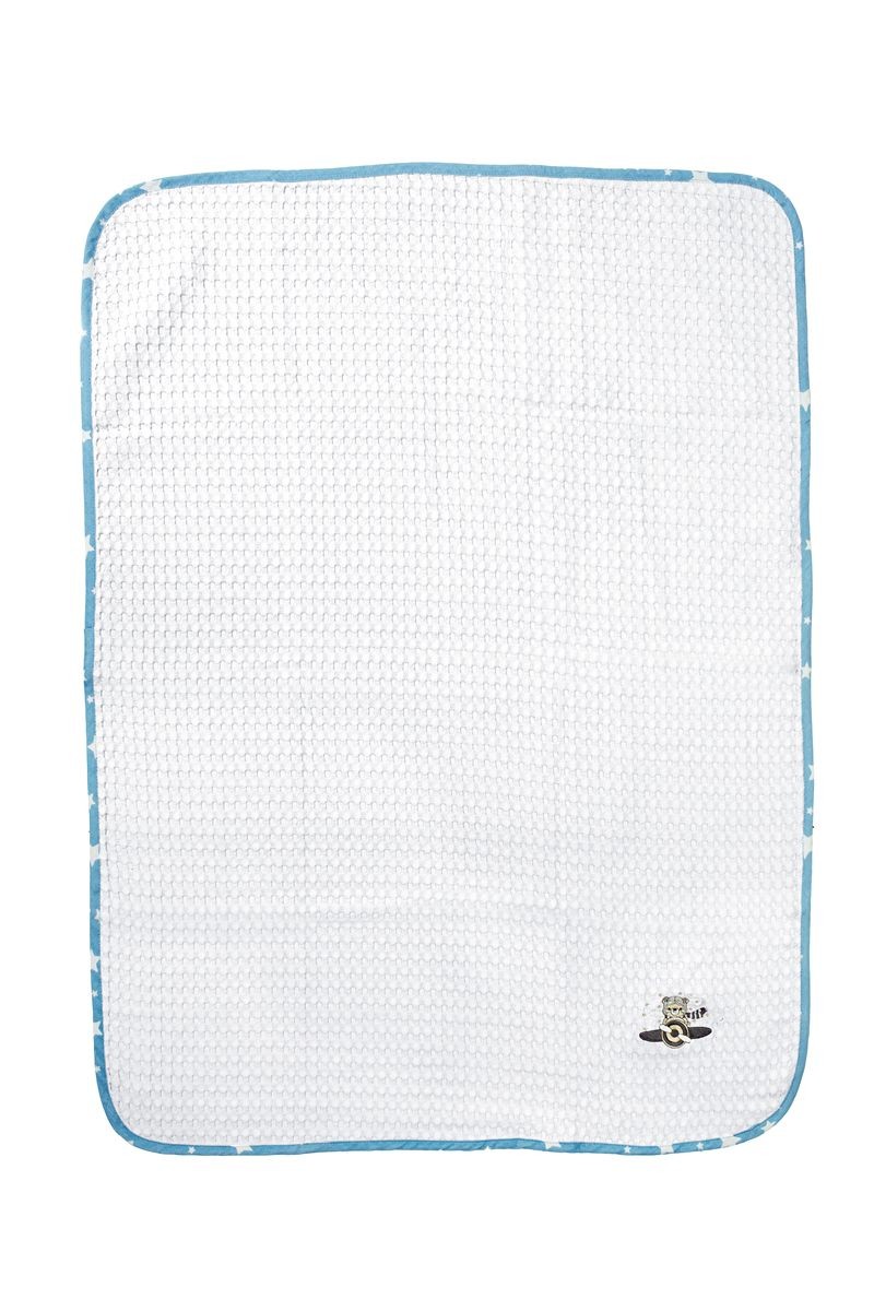 DIMcol Κουβέρτα Πικέ Με Κέντημα bebe Aviator 184 100X160 White-Sky Blue 100% Cotton