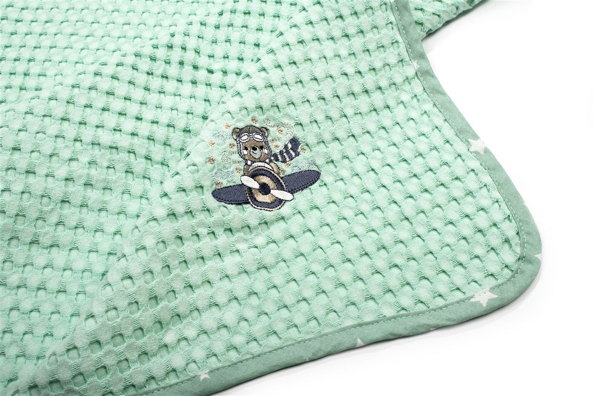 DIMcol Κουβέρτα Πικέ Με Κέντημα bebe Aviator 186 80X110 Mint 100% Cotton - Image 2