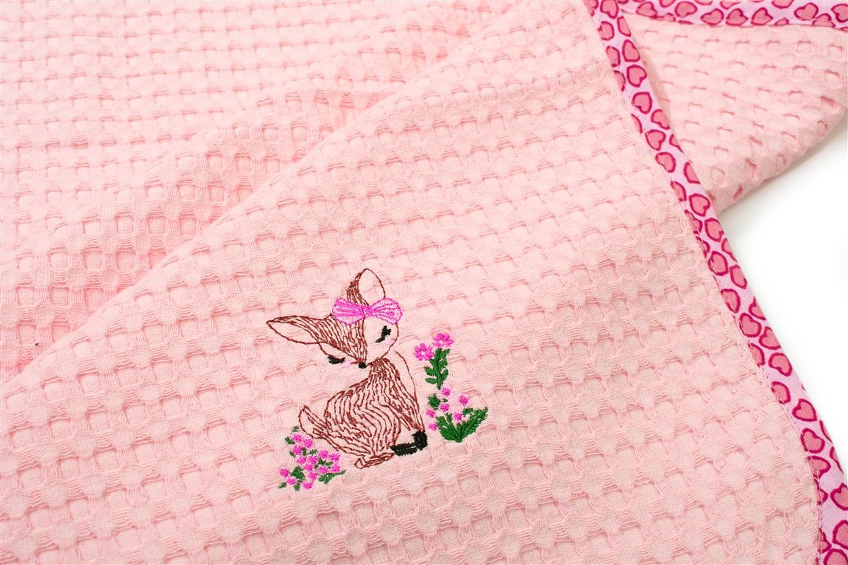 DIMcol Κουβέρτα Πικέ Με Κέντημα bebe Deer 196 100X160 Pink 100% Cotton - Image 2