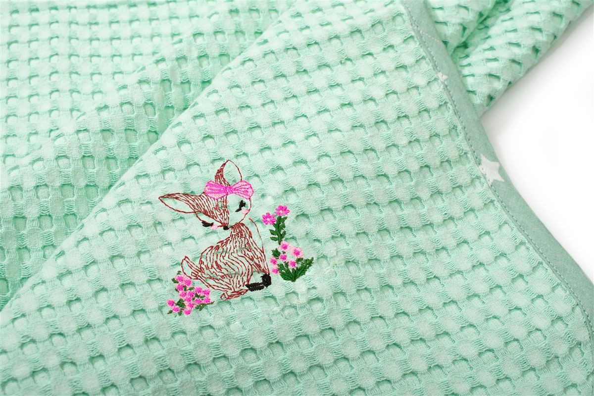 DIMcol Κουβέρτα Πικέ Με Κέντημα bebe Deer 199 80X110 Mint 100% Cotton - Image 2