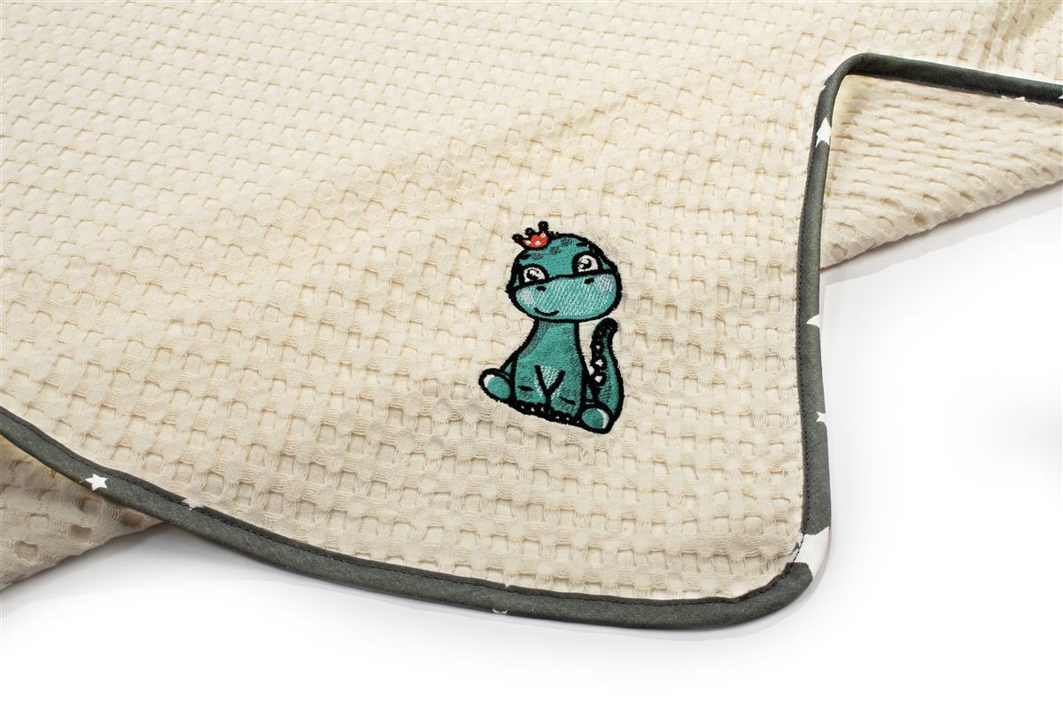 DIMcol Κουβέρτα Πικέ Με Κέντημα bebe Dinosaur 181 100X160 Ecru-Grey 100% Cotton - Image 2