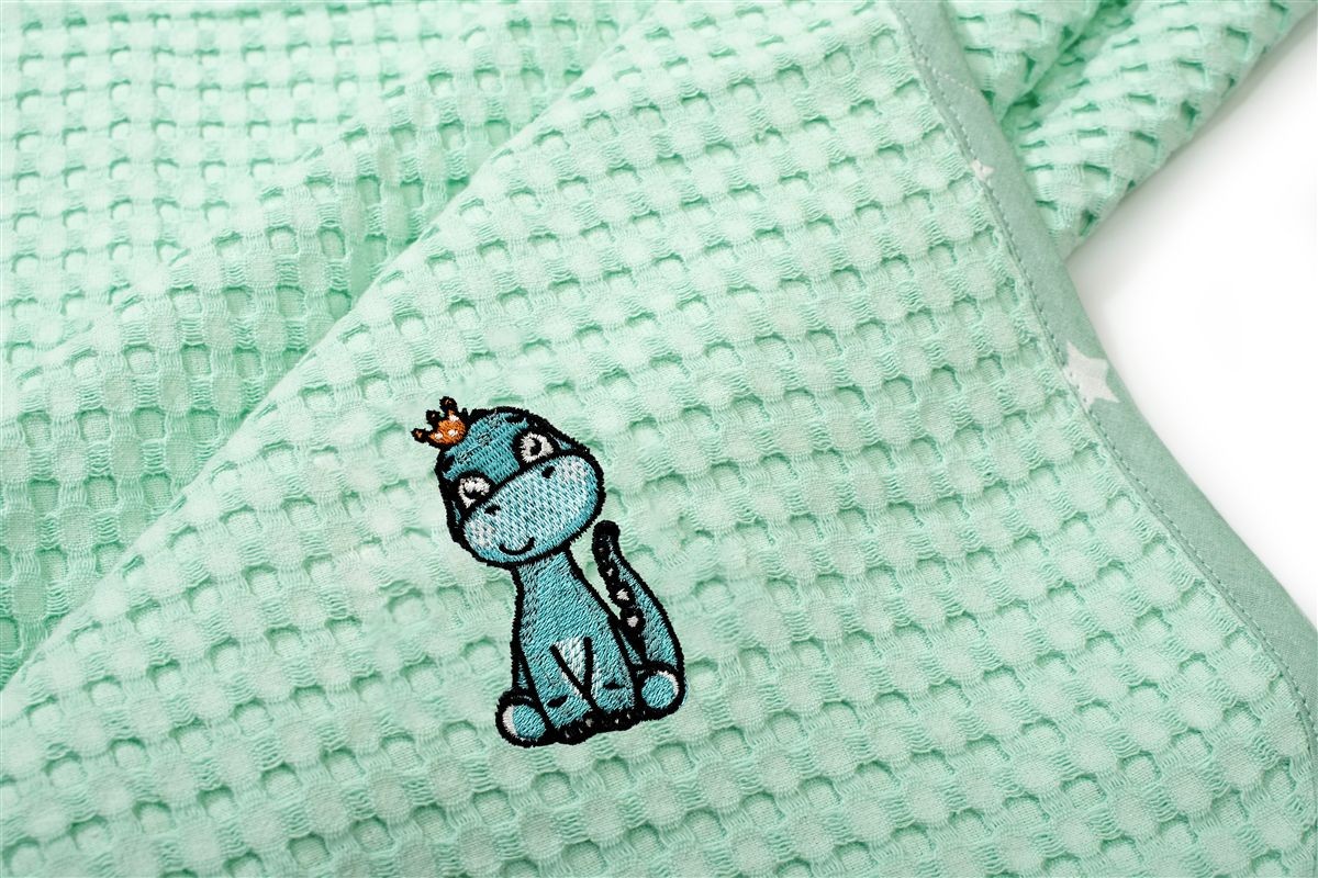 DIMcol Κουβέρτα Πικέ Με Κέντημα bebe Dinosaur 182 80X110 Mint 100% Cotton - Image 2