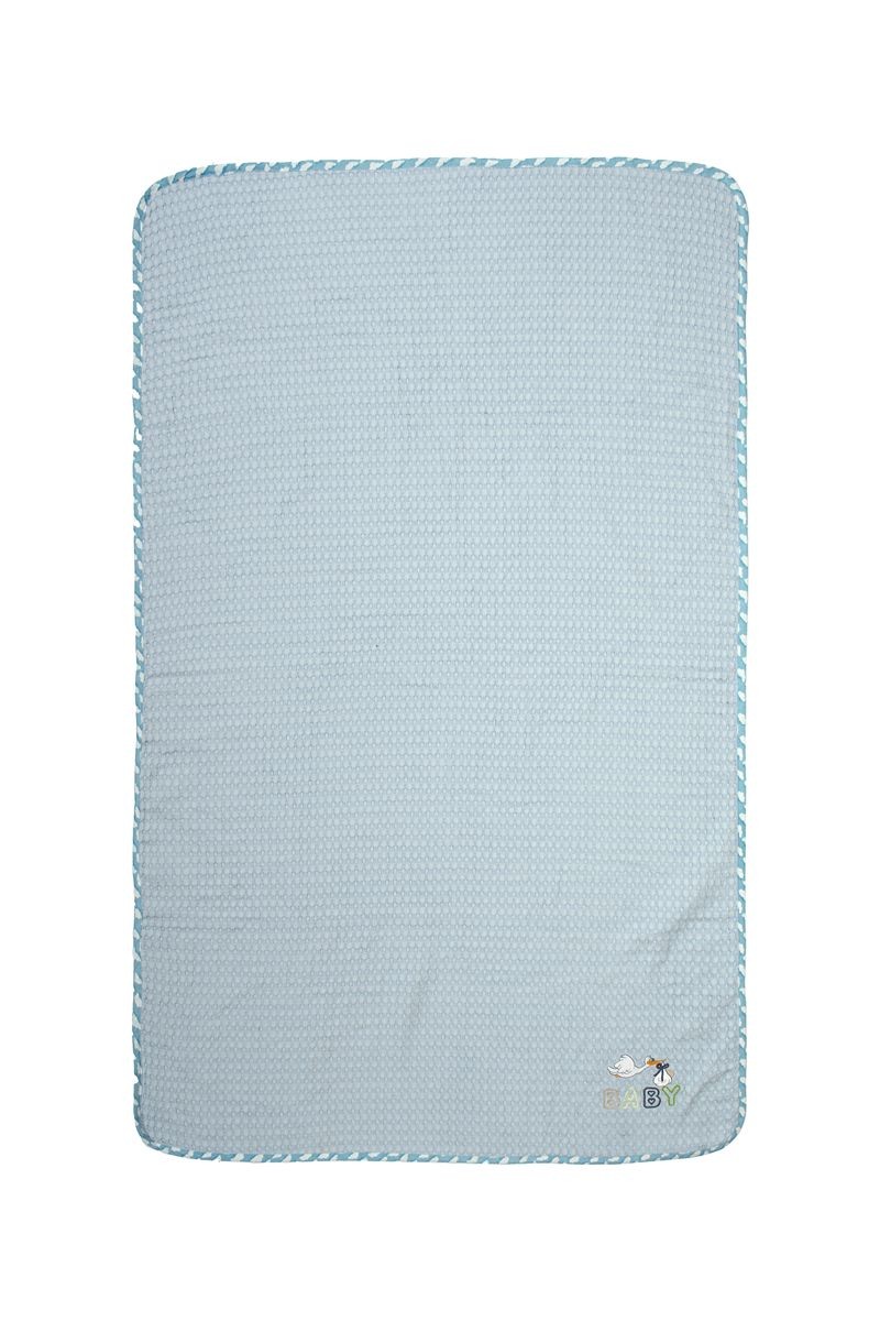 DIMcol Κουβέρτα Πικέ Με Κέντημα bebe Stork 191 100X160 Sky Blue 100% Cotton