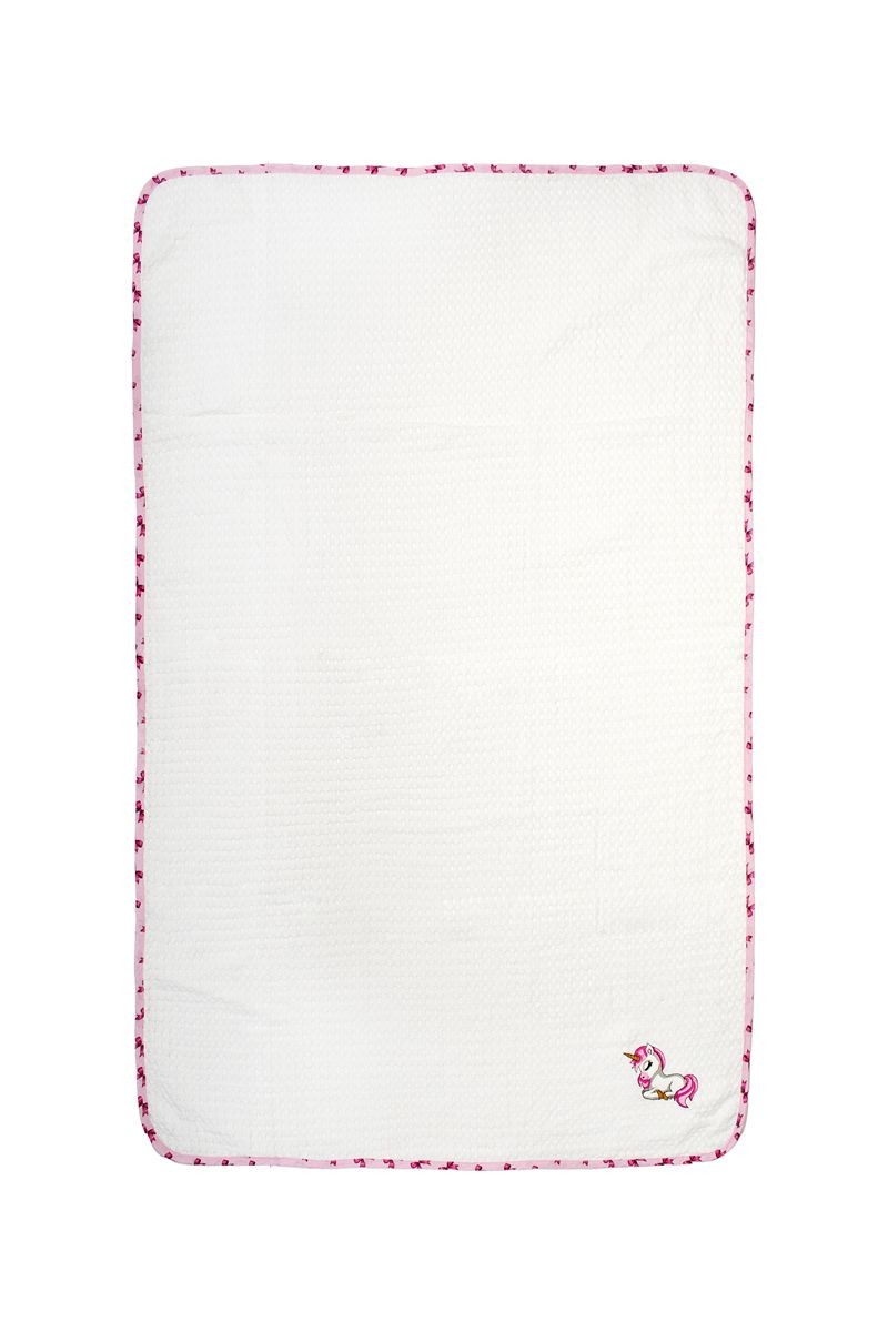 DIMcol Κουβέρτα Πικέ Με Κέντημα bebe Unicorn 188 80X110 White-Pink 100% Cotton